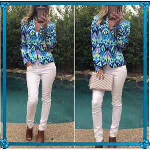 Euc Jones New York abstract Ikat print Blazer